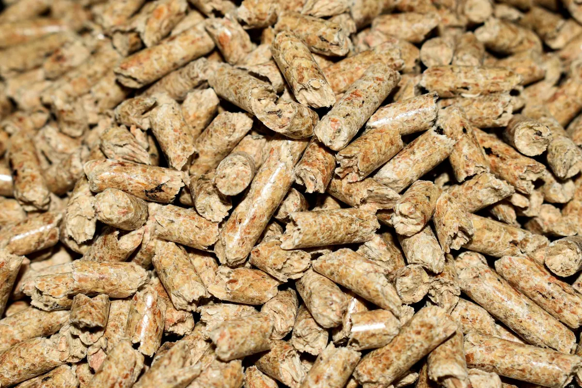 Nahaufnahme von Holzpellets